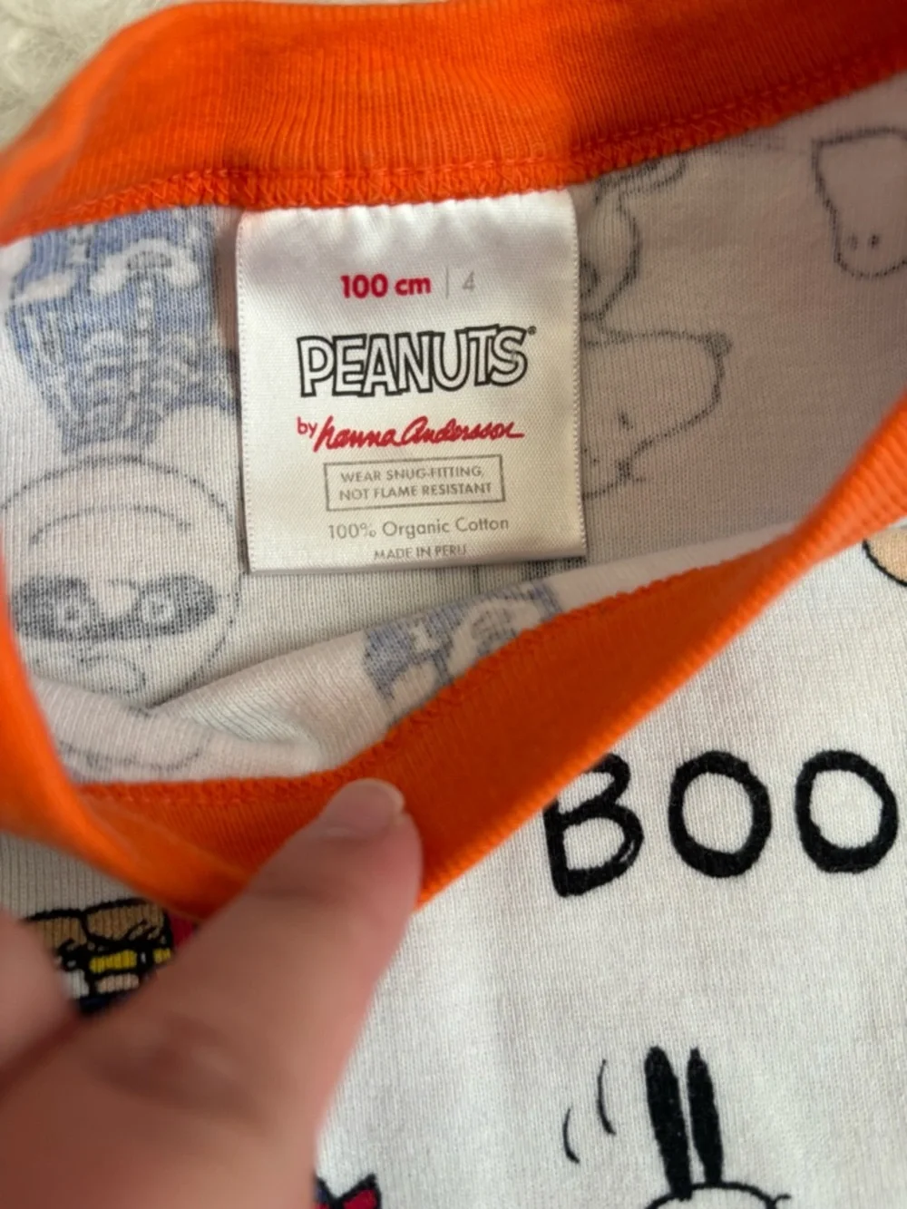 Hanna Andersson White Halloween Peanuts Pajama Set with Orange Trim
